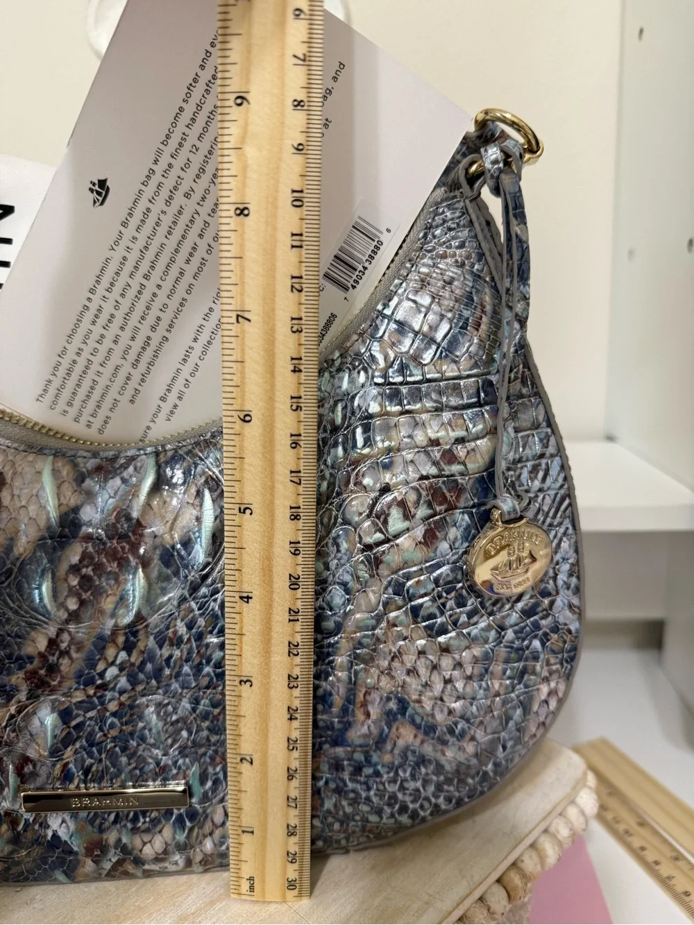Brahmin Bekka Iridescent Icy Python pattern Shoulder Bag